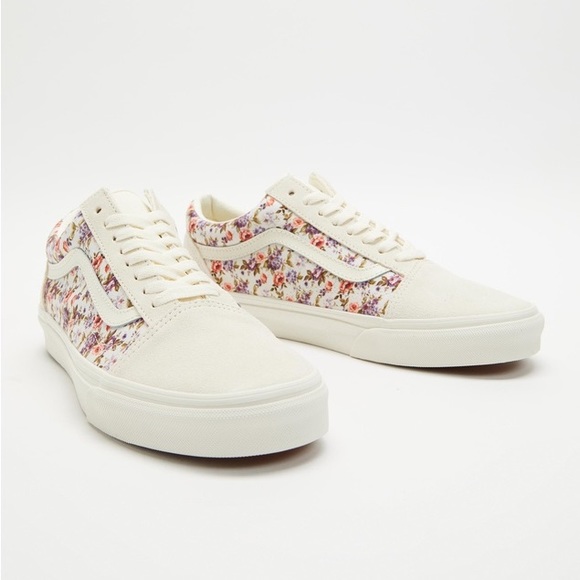 Vans Women’s old skool floral marshmallow multiple sizes - Picture 2 of 4
